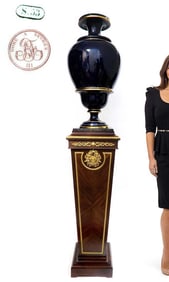 Monumental 19th C French Sevres Cobalt Blue Gilded Vase