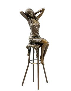 Josephine, A Bronze Figurine By "Pierre Collinet": A Pierre Collinet "Seated Lady" Bronze Statue. The sculpture has Foundry Mark & Signed. H 10.1/4" x W 3.1/8", Weight: 1.63 lbs