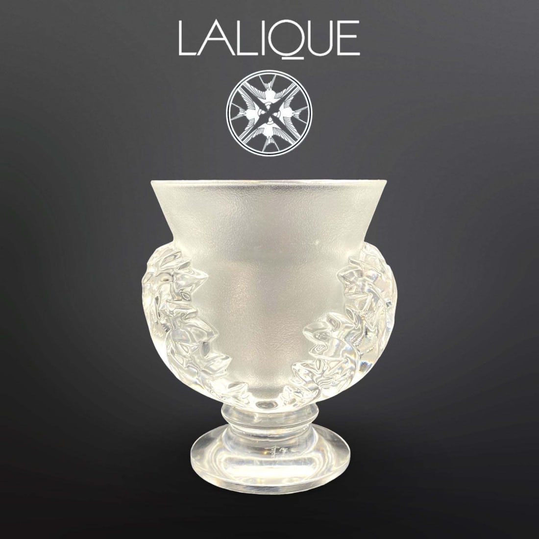 A French Lalique Acanthus Saint Cloud Floral Decor Crystal Vase, Signed (1 of 6)