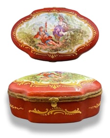19th C. Sevres Style Porcelain Lidded Jewelry Box