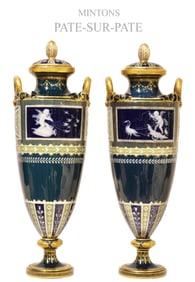 A PAIR OF 19TH C. MINTONS PATE-SUR-PATE VASES