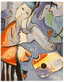 An Abstract Acrylic on Canvas Painting, Corning Signed