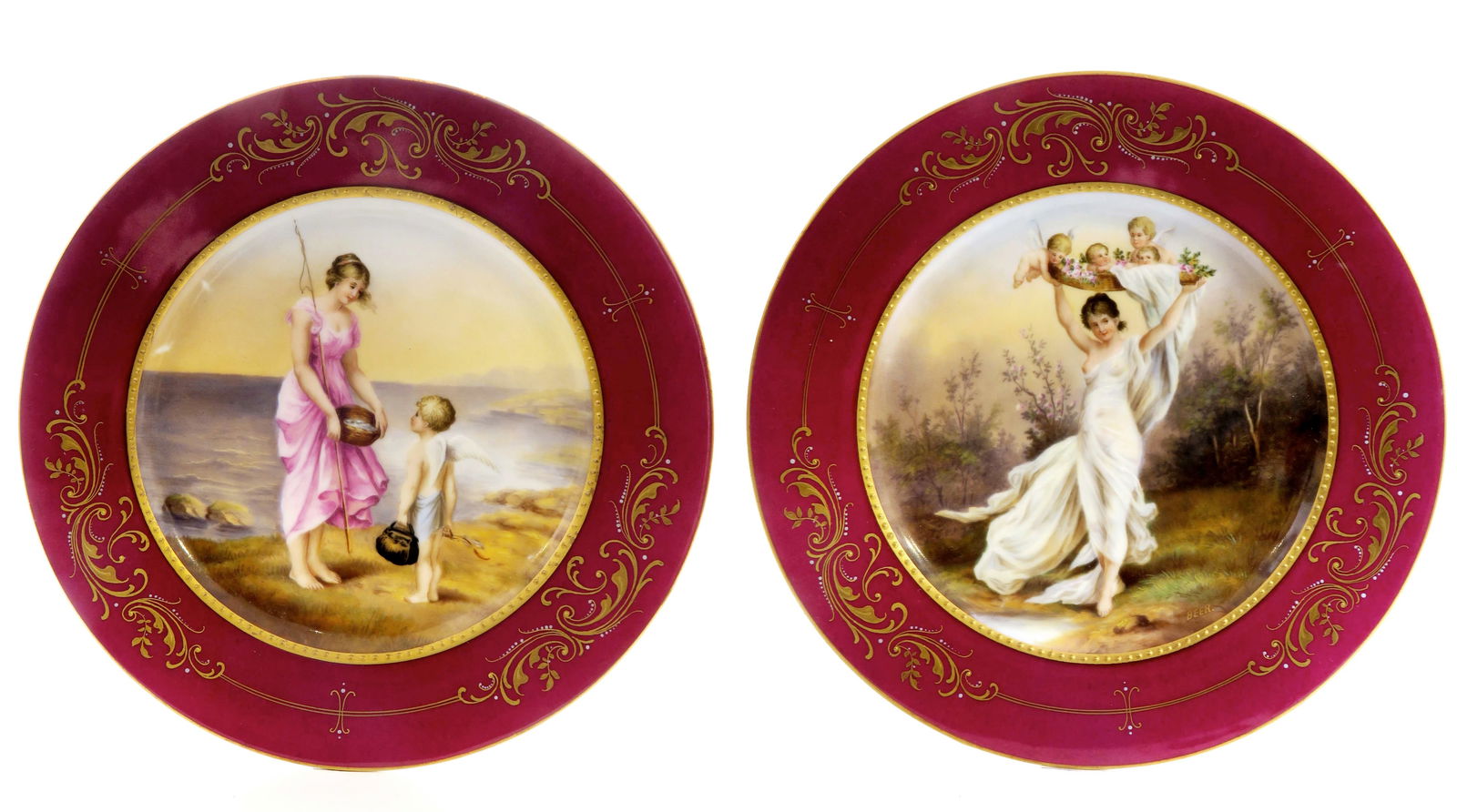 A Pair Of 19th C. Royal Vienna Hand Painted Plates (1 of 7)