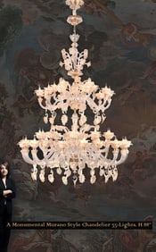 A Monumental Murano Style Chandelier 35-Lights, H 88"