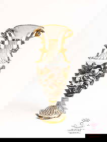 A Large CAPODIMONTE BERNINI Hand Painted Porcelain Vase/Urn: A Vintage Large Italian CAPODIMONTE BERNINI Hand Painted Porcelain Vase/Urn. Note: The item has tiny chip in the base (Last Photo). H 15.1/2" x D 6.1/2"