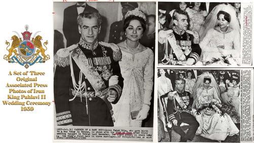 A Set of Three Original AP Press Photos of Iran King Pahlavi II Wedding Ceremony, 1959