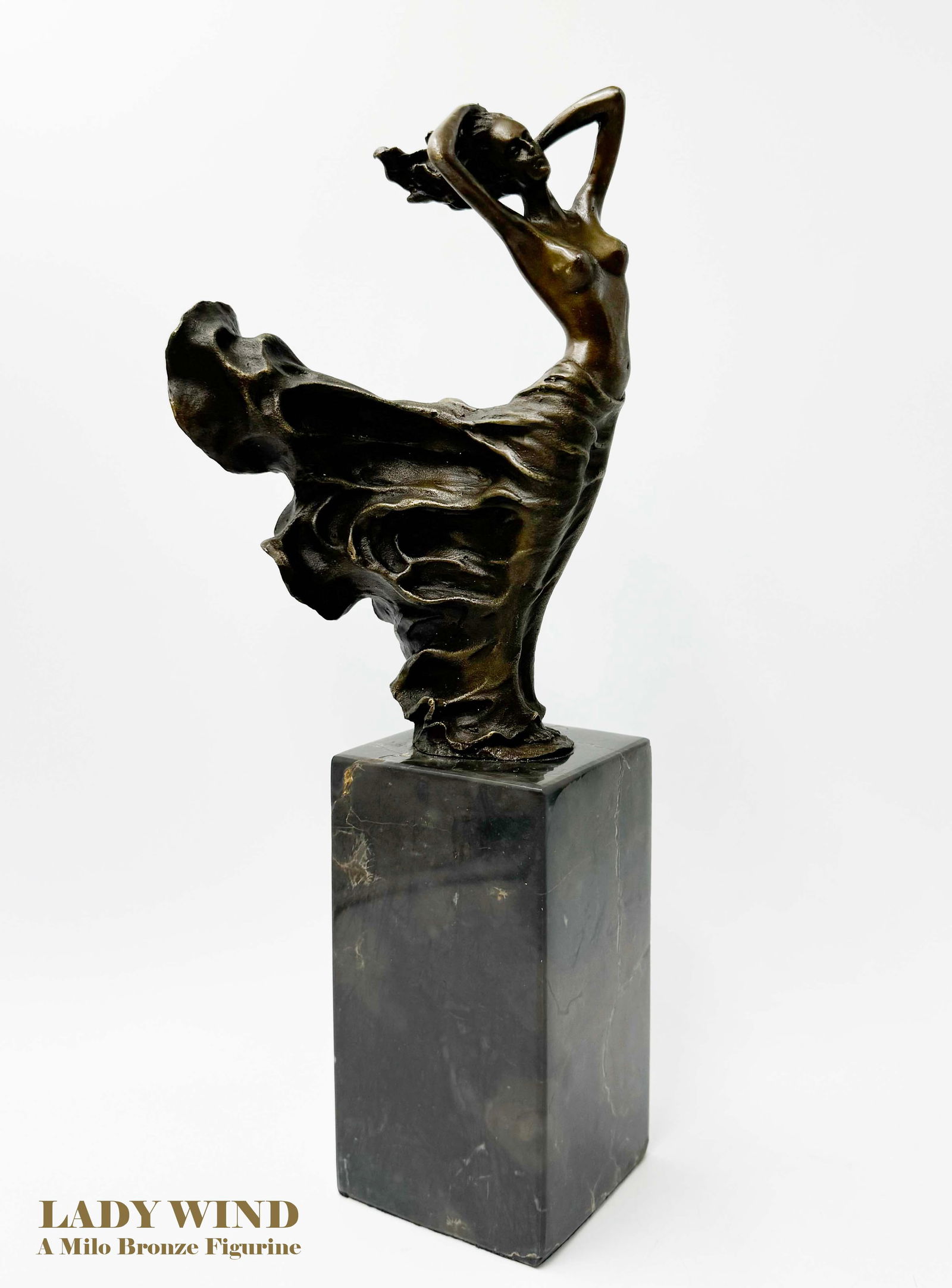 Lady In Wind, An Art Deco Bronze Figurine Signed By Milo (1 of 8)