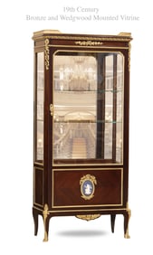 19th Century French Bronze Mounted Wedgwood Vitrine Cabinet