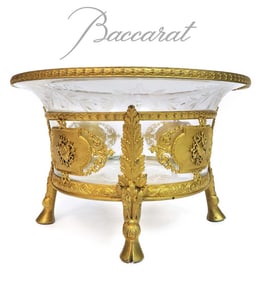 19th C. French Baccarat Crystal Dore Bronze Centerpiece