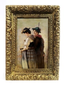 A Large Framed Berlin KPM Plaque signed Wagner