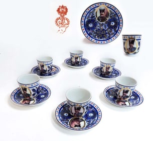 Set of Russian Gardner coffee Set Qajar Persian Market