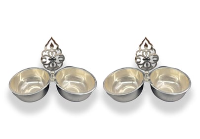 A Pair of Continental Silver-Plated Candi Bowls