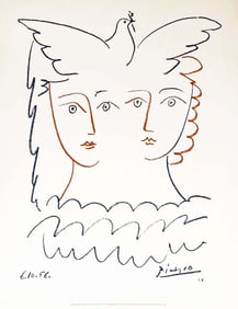 DEUX FEMMES ET LA COLOMBE IV, A PICASSO LITHOGRAPHY, COA