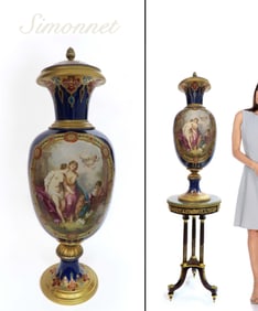 35" Large French Sevres porcelain Vase by Simonnet