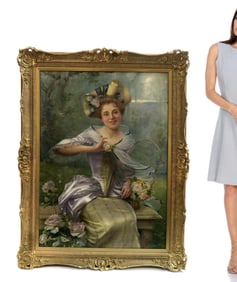 Large Oreste Costa (1851-1901) Oil on Canvas Painting