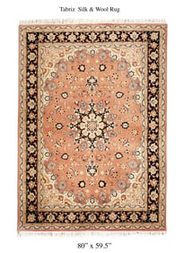 An Exquisite Persian Tabriz Wool Silk Rug