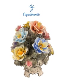 A Large Italian Capodimonte Hand Painted Porcelain Bouquet