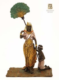 Pharaoh & Her Slave, Bergman Bronze Figurine Group