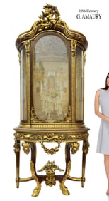 A Monumental 19th C. Figural Vitrine, G. Amaury Signed