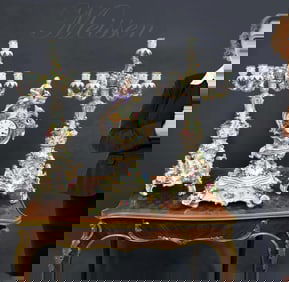 Large 19th C. Meissen Figural Clock Set