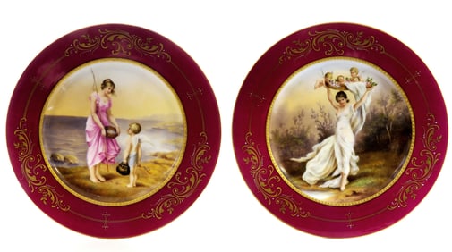 A Pair Of 19th C. Royal Vienna Hand Painted Plates