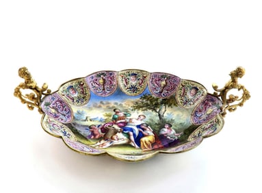 A Large Viennese Enamel Tray