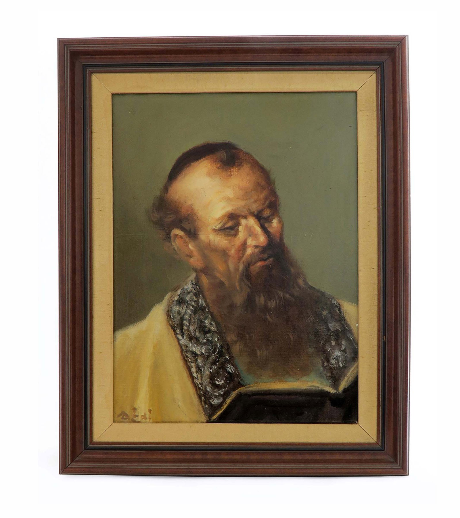 Very Fine Judaica Rabbi Painting. Signed (1 of 5)