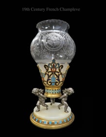 A French Champleve Figural Vase, 19th C.