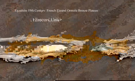 An Exquisite 19th C. French Francois Linke Figural Bronze Plateau, Signed