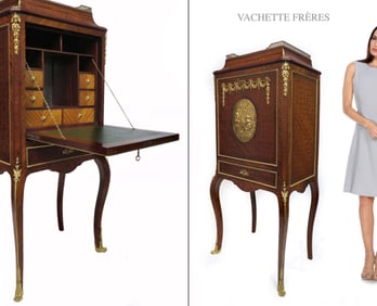 19th C French VACHETTE FRERES Bronze Secretaire Cabinet