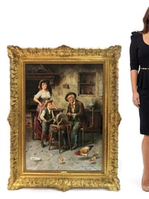 A Monumental Eugenio Edouardo Zampighi Oil on Canvas