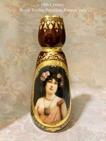 19th C.  Royal Vienna Hand Painted Porcelain Vase, Artist Signed