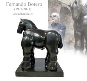 A FERNANDO BOTERO Trojan Horse Bronze Sculpture, Signed