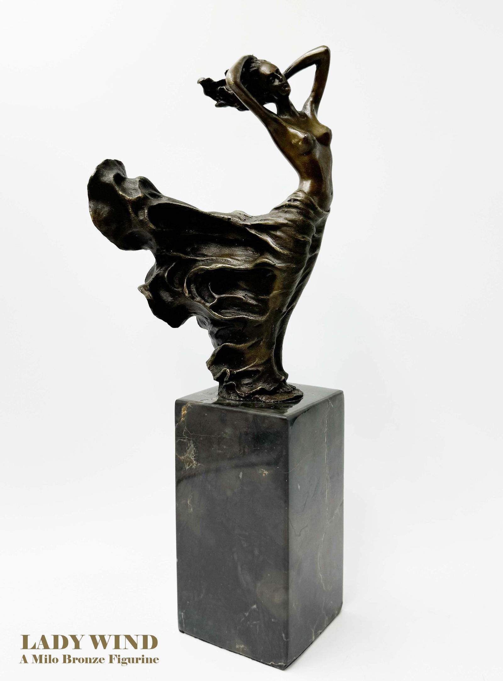 Lady In Wind, An Art Deco Bronze Figurine Signed By Milo (1 of 8)