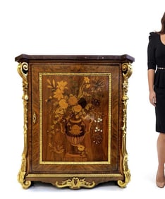 Fine 19th C. Bronze Mounted Inlaid Cabinet