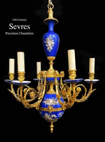 19TH C. FRENCH SEVRES BRONZE CHANDELIER 6-Light