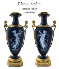 A Pair of Bronze PATE-SUR-PATE Vases by Fernand Paillet