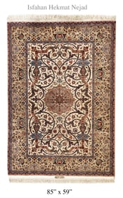 An Exquisite Persian Isfahan Wool Silk Rug, Hekmat Nejad Signed