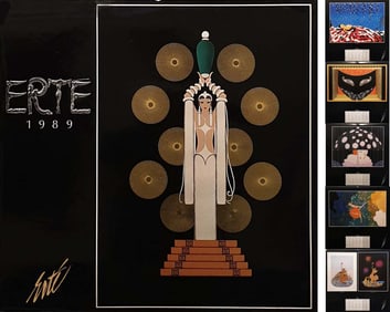 A Vintage ERTE 1989 Lithograph Wall Calendar, 12 Pages