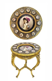 ORMOLU SEVRES GILTWOOD GUERIDON CIRCULAR TABLE, 19TH C.