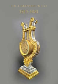 Magnificent French Caldwell Bronze & Crystal Clock