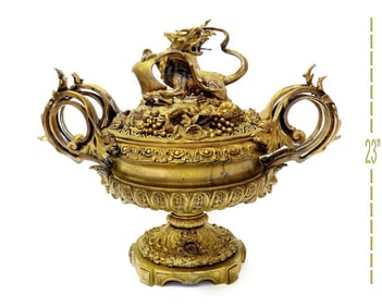 Large 19th C. French Japonisme Bronze Centerpiece