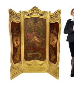 French 19th C. Louis XV 3 Panel Screen