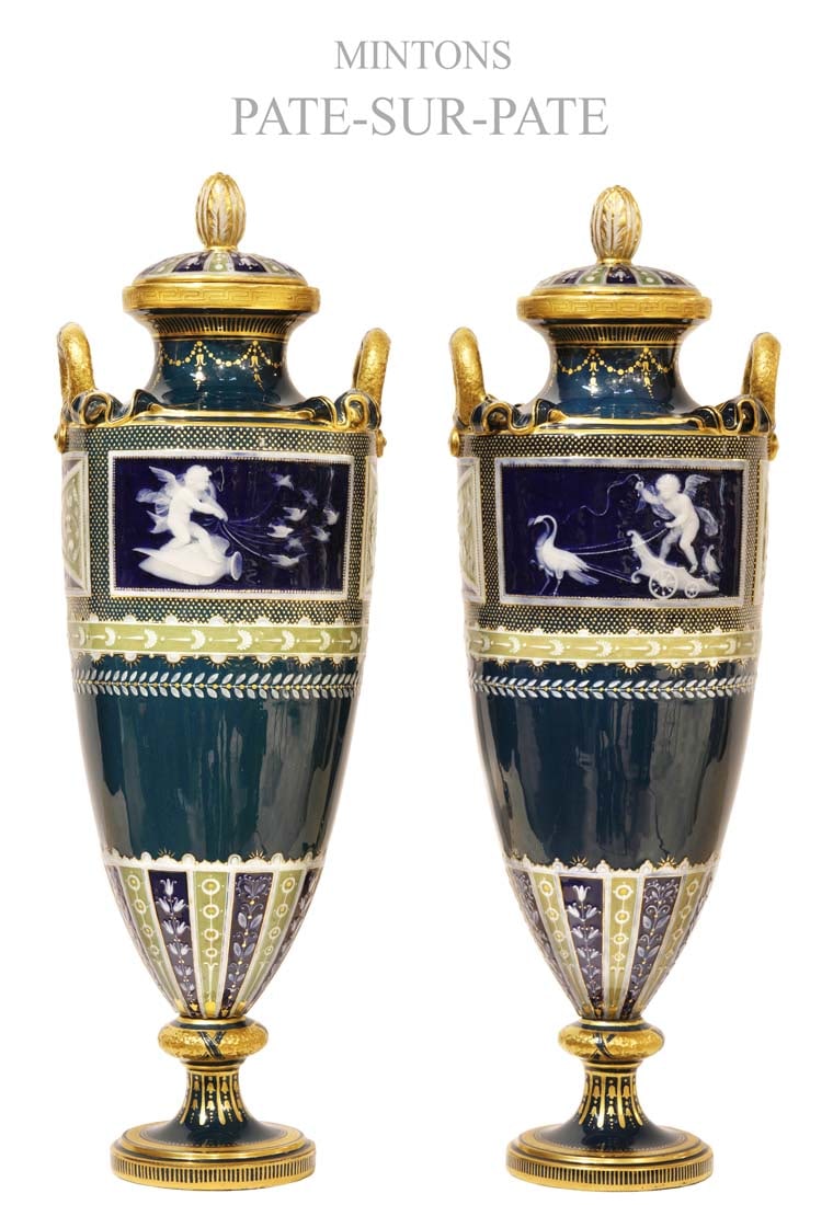 A PAIR OF 19TH C. MINTONS PATE-SUR-PATE VASES (1 of 6)