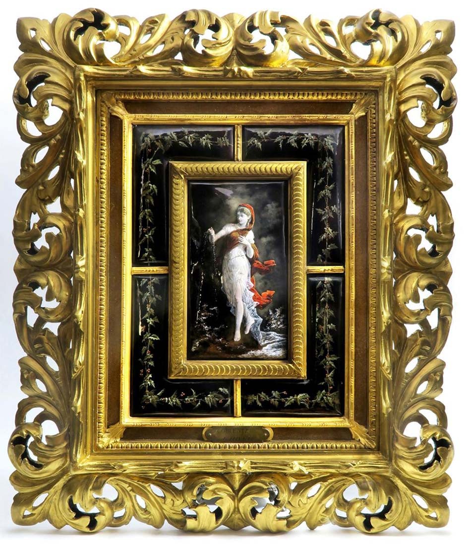 A Large 19th C. Framed Enamel on Copper - 2