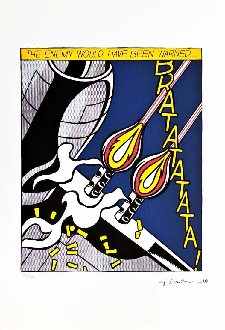 ROY LICHTENSTEIN's As I Opened Fire (Part 1/3), A Limited Edition Lithography Print: As I Opened Fire (Part 1/3), A Roy Lichtenstein Signed Limited Edition Original Lithograph print. numbered #21/150. Dry Stamp of the Publisher STYRIA STUDIO, Stamp Castelli Graphics New York on back.