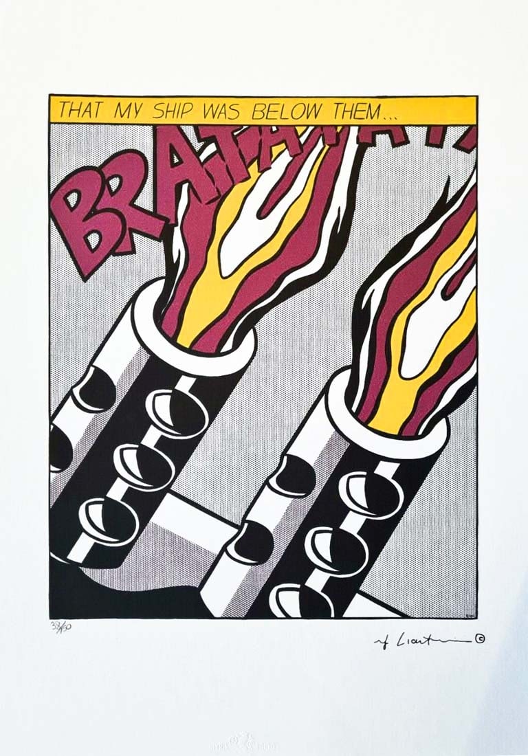 ROY LICHTENSTEIN's As I Opened Fire (Part 2/3), A Limited Edition Lithography Print: As I Opened Fire (Part 2/3), A Roy Lichtenstein Signed Limited Edition Original Lithograph print. numbered #33/150. Dry Stamp of the Publisher STYRIA STUDIO, Stamp Castelli Graphics New York on back.