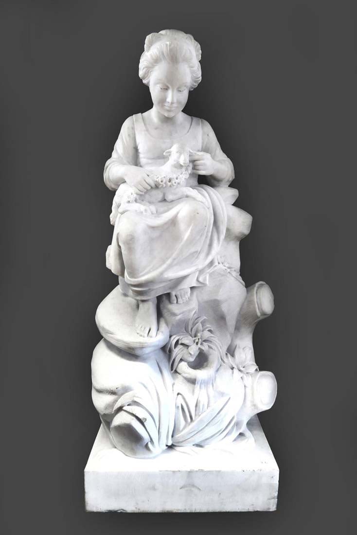 19th C. Exceptional Large Marble Sculpture - 2