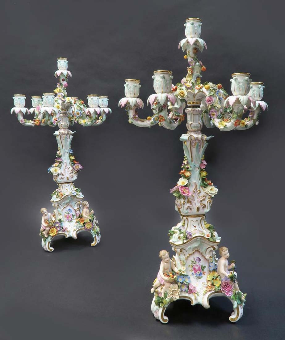 Large 19th C. Meissen Figural Clock Set - 2