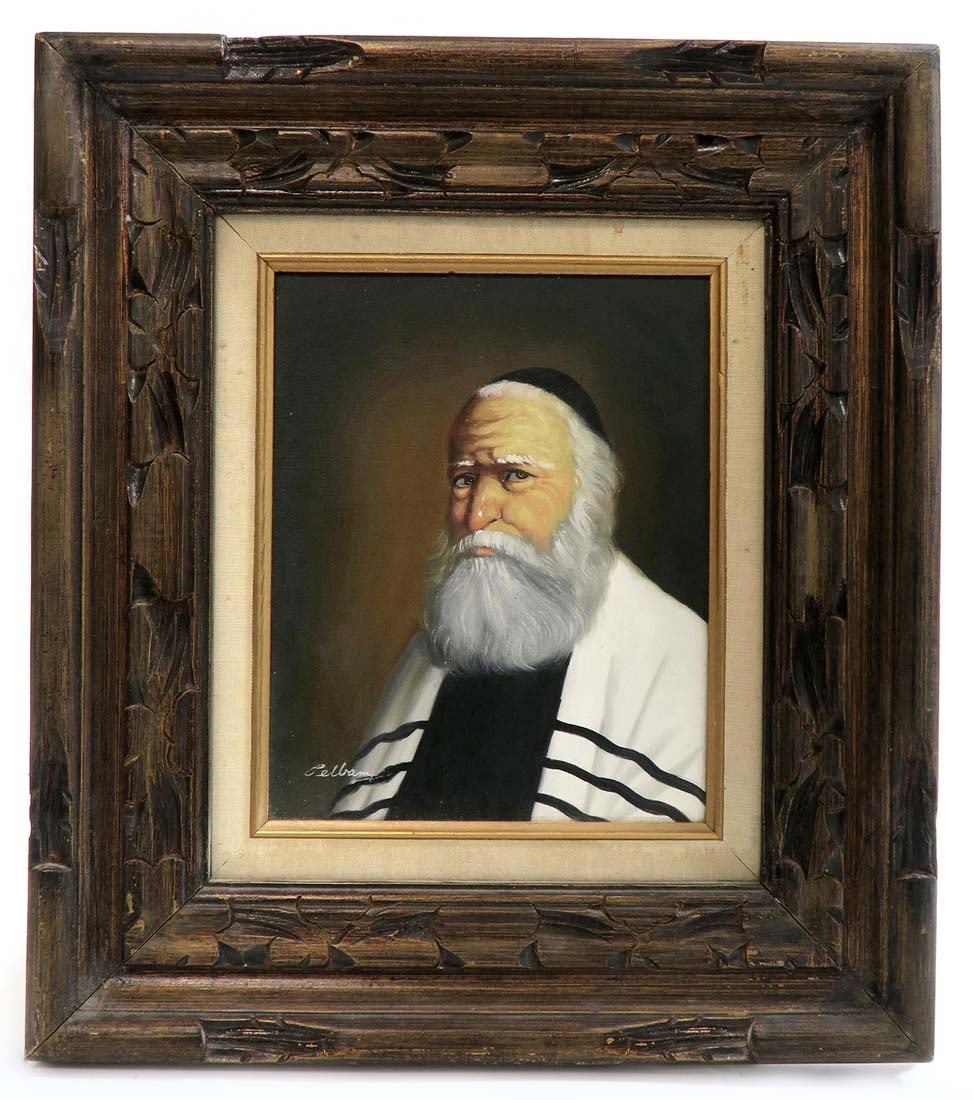 Fine Judaica Rabbi Painting. Signed: Fine Judaica Rabbi Painting. Signed. 17.3/4" x 15.3/4"